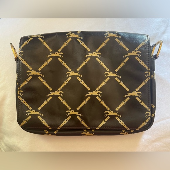 Longchamp Horse & Buckle Logo print Vintage Leather Crossbody. - Picture 4 of 16